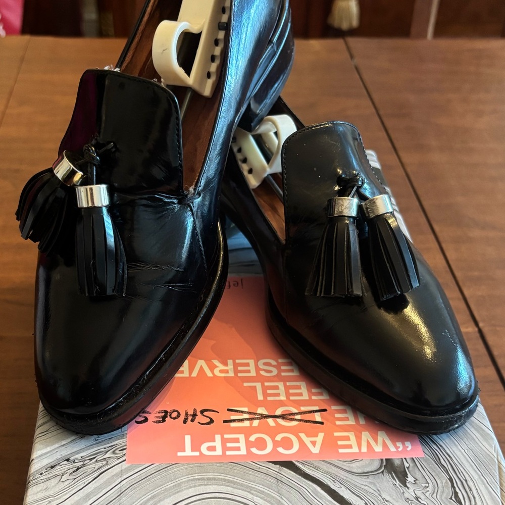 Jeffrey Campbell Black Patent Tassel Loafers